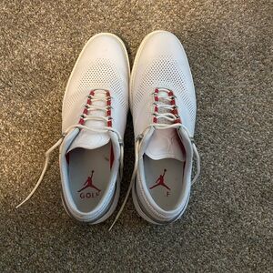 Jordan White and Red Athletic Shoes Low-Top Design